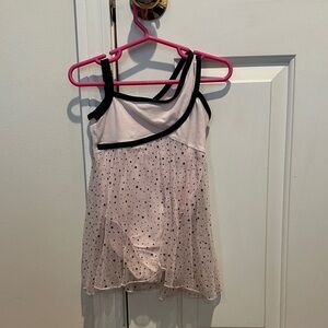 Danskin White and Black Polka Dot dance outfit